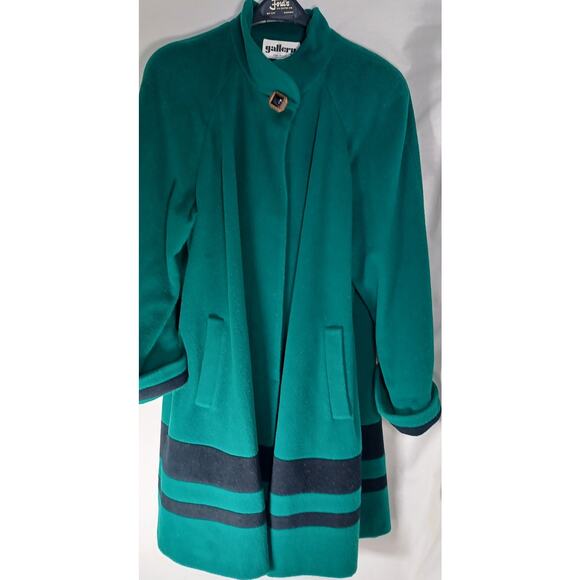 VTG Retro 80s 90s Gallery Made in USA Green Wool Blend Overcoat Women's XL- Flaw - Picture 3 of 10